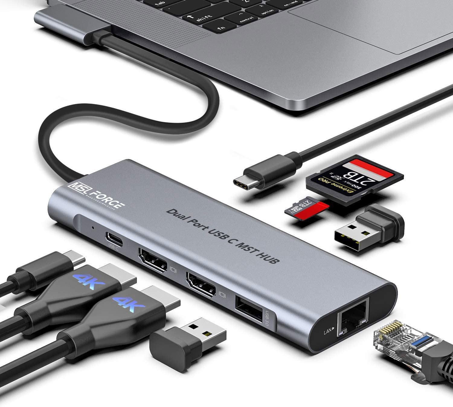 Dual port usb c hub