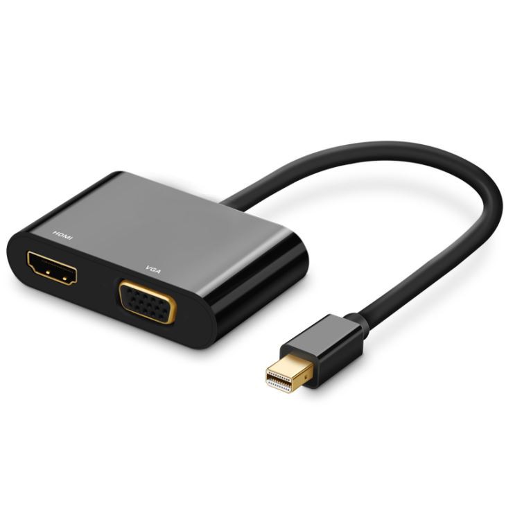 Mini DisplayPort (compatible con Thunderbolt) al convertidor de adaptador HDMI VGA, carcasa de aleación de aluminio
