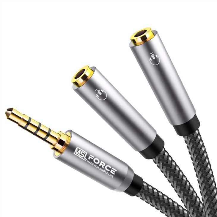Cable auxiliar divisor de audio macho a 2 hembra de 3,5 mm