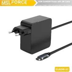 Cargador GaN de 65W Dual USB C Cable alimentado por 2M