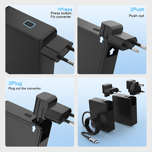 PD100W Extension Wall Cord Plug EU Charger
